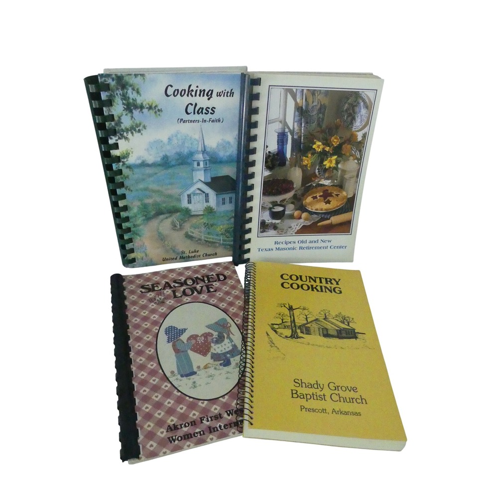 Vintage Church Community Cookbook Lot 4 Books Texas Arkansas Ohio 1970s-1990s